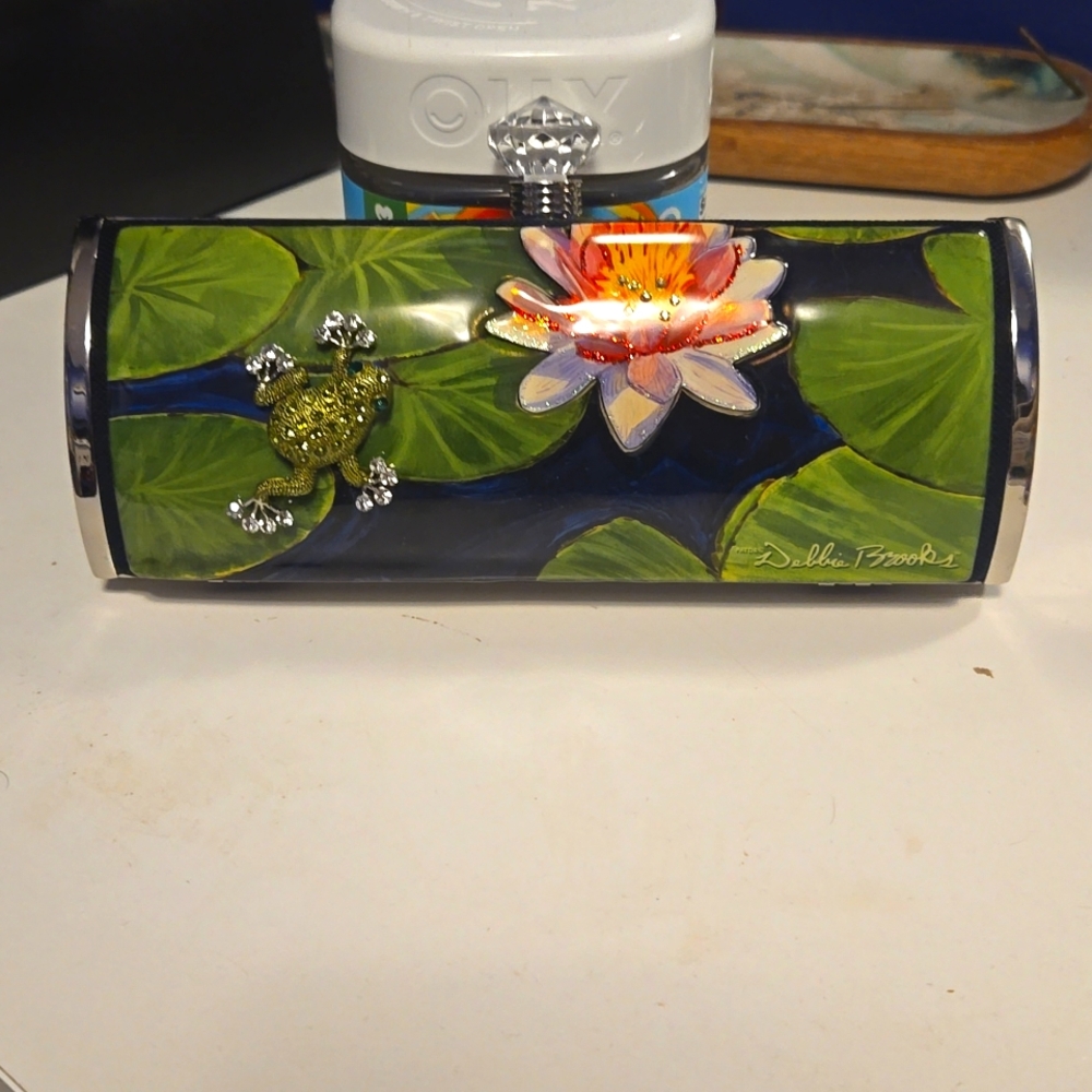 Debbie Brooks Long Clutch Frog / Lily Handbag Swarovski Crystals